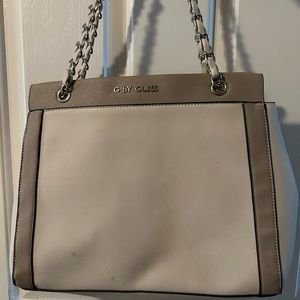 Guess Purse Bag White and Gray Cheetah Print Inside